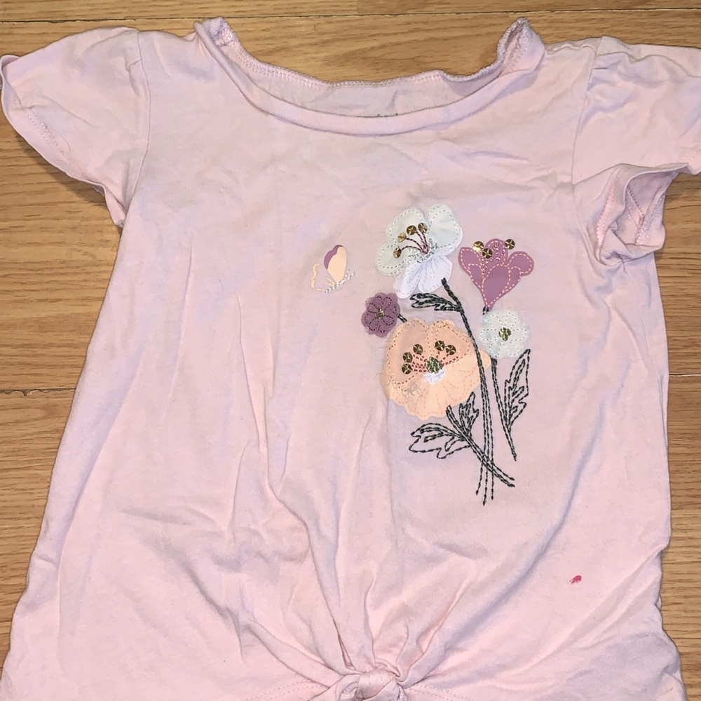 Light Pink Floral Appliqué Tee